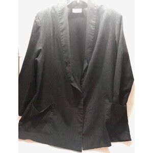 Main Street Classics Vtg Black Jacket Pockets Early 80s One Button Shoulder Pads